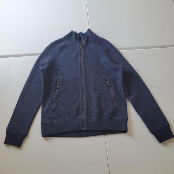 Men's Classic Zip-Up Sweater in Deep Blue - Picture 1 of 7